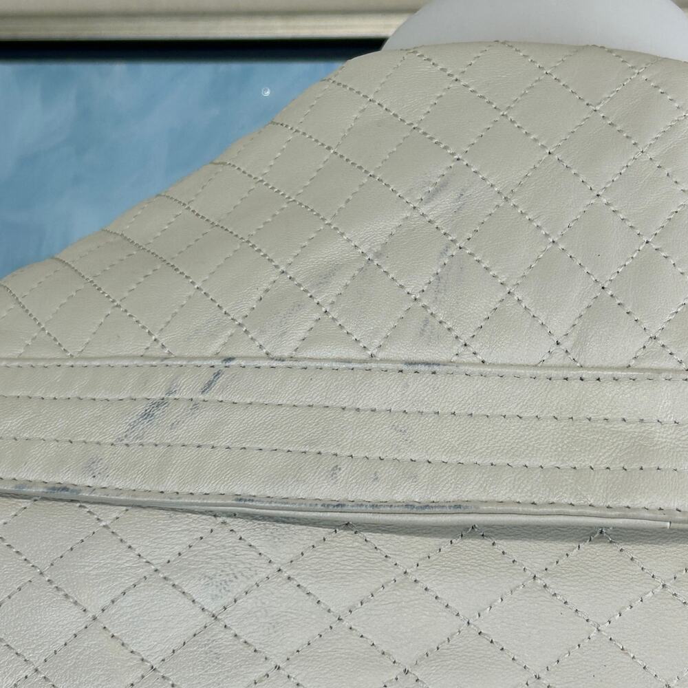 Vintage 1990s Arden B diamond-quilted leather belted jacket - Ivory 
Size Small - Picture 6 of 8